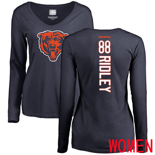 Chicago Bears Navy Blue Women Riley Ridley Backer NFL Football #88 Long Sleeve T Shirt->->Sports Accessory